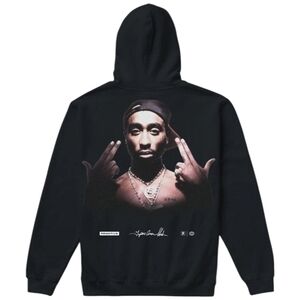 Primitive Tupac Stay Up Graphic Fleece Hoodie Mens Black Pullover NWOT Size 2XL